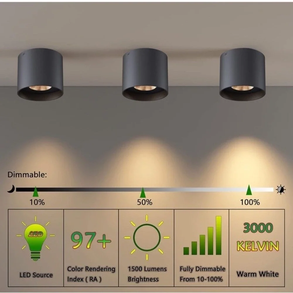 Ceiling Light Fixture, Flush Mount Ceiling Lights LED Dimmable Cylinder Ceili...